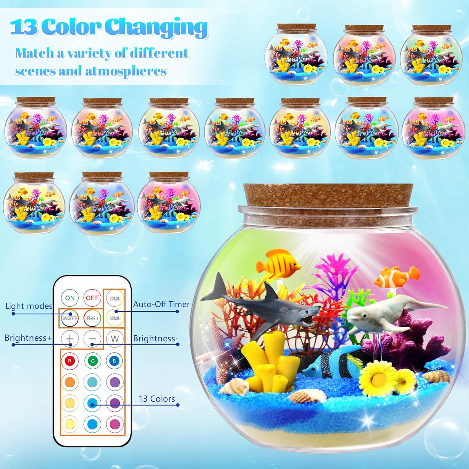 Detalle de Ocean Light Up Terrarium Kit 13-color LED 🌊