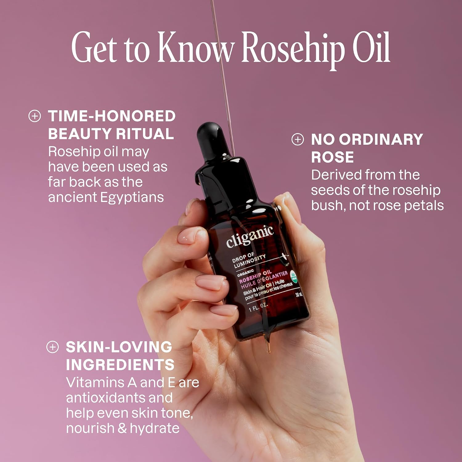 Detalle de Cliganic Organic Rosehip Seed Oil 100%