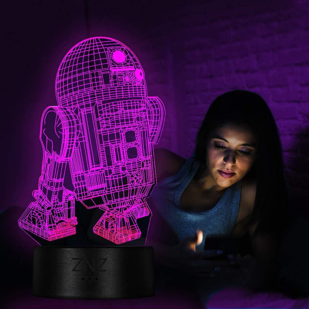 Thumbnail 2 de ZNZ 3D Lamp LED Illusion Night light (5-R2D2) with remote, smart touch & 16 colour modes
