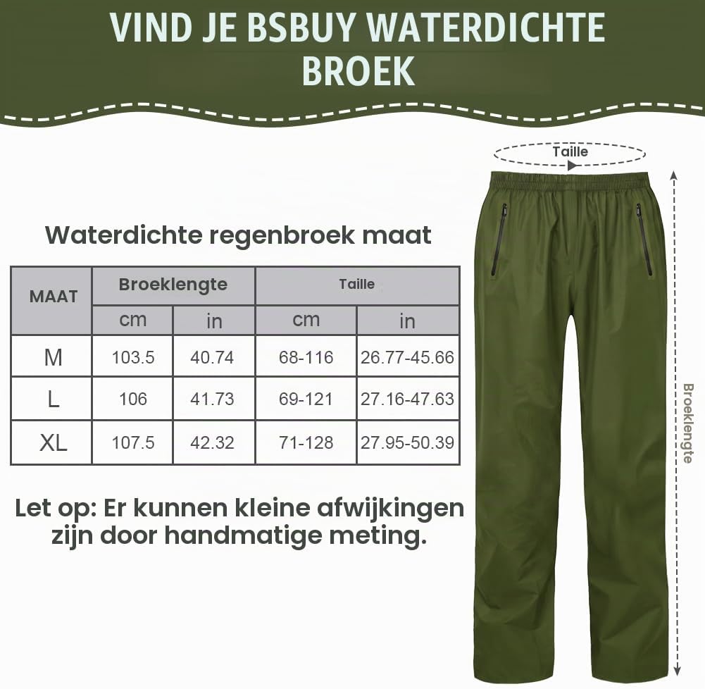 Thumbnail 2 de BSBUY waterdichte regenbroek van polyester, licht en winddicht