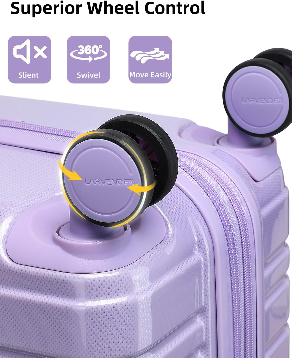 Thumbnail 5 de LARVENDER Carry-On Luggage 22x14x9 – 3-Piece Set in Glossy Lavender