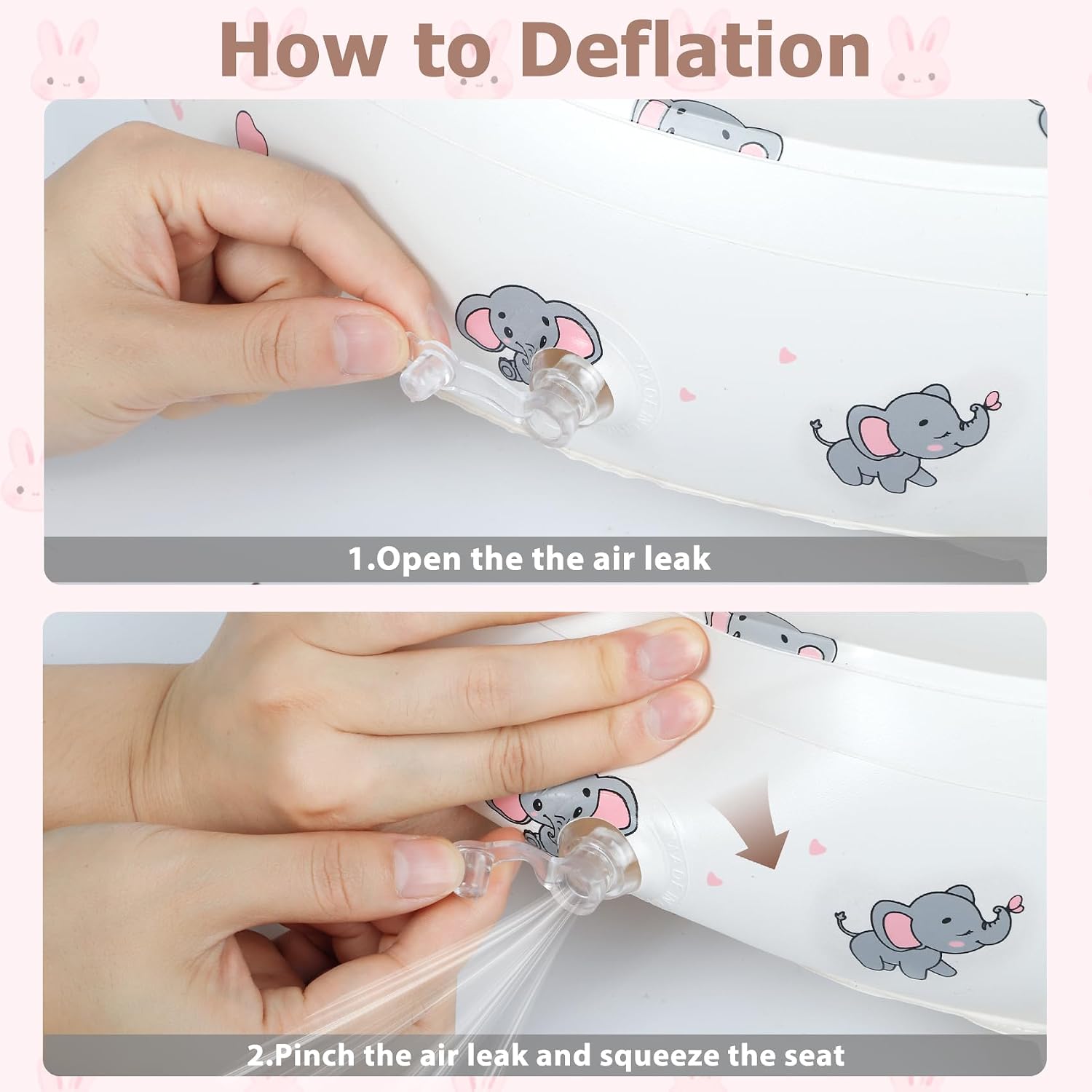 Thumbnail 6 de CandyHome Inflatable Baby Seat, Bunny Design with Built-In Pump and Back Support