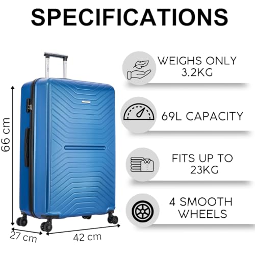 Thumbnail 2 de FLYMAX 24" Medium Suitcase: 69 Litre ABS Travel Case with 4 Wheels, 3‑Digit Lock and Telescopic Handle