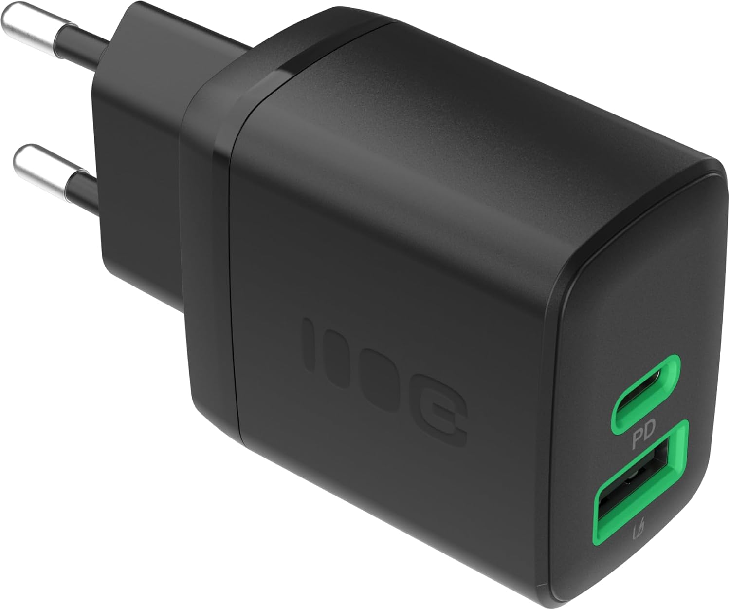 Detalle de Greencell PowerSource Duo30: Caricabatterie USB-C da 30 W con doppia porta per viaggiare leggero