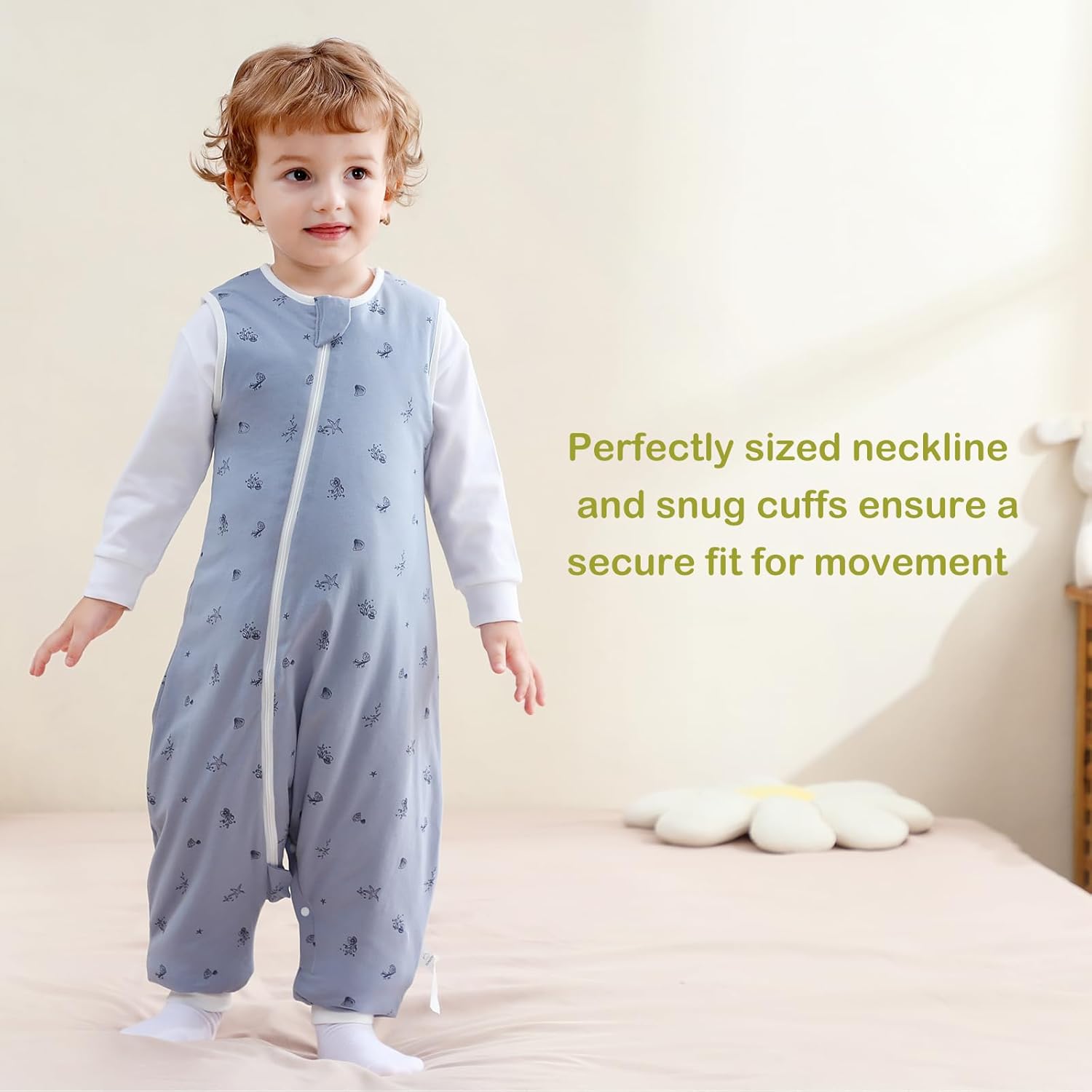Thumbnail 4 de Nivolltha 100% Cotton Footed Baby Sleeping Bag (1.5 TOG) – All-Season Sleep Sack, Ocean, Size L