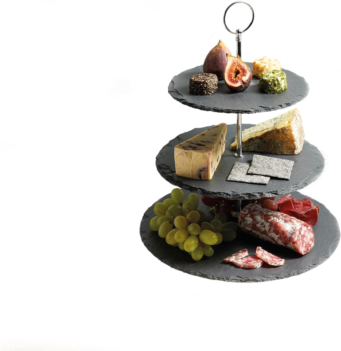 Detalle de Artesa Set de Service à Gâteau en Ardoise à Trois Étages – 28,5 × 34,5 cm – Boîte Cadeau