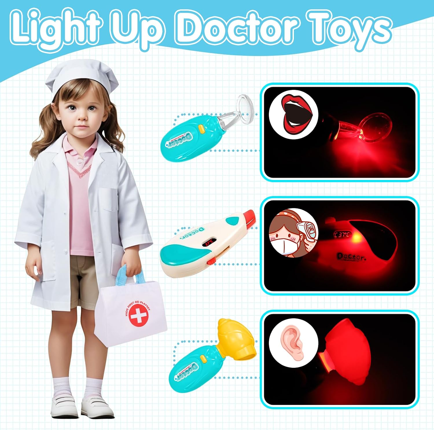 Thumbnail 2 de Lypsochaat 660-80 dokterskoffer voor kinderen met stethoscoop en thermometer