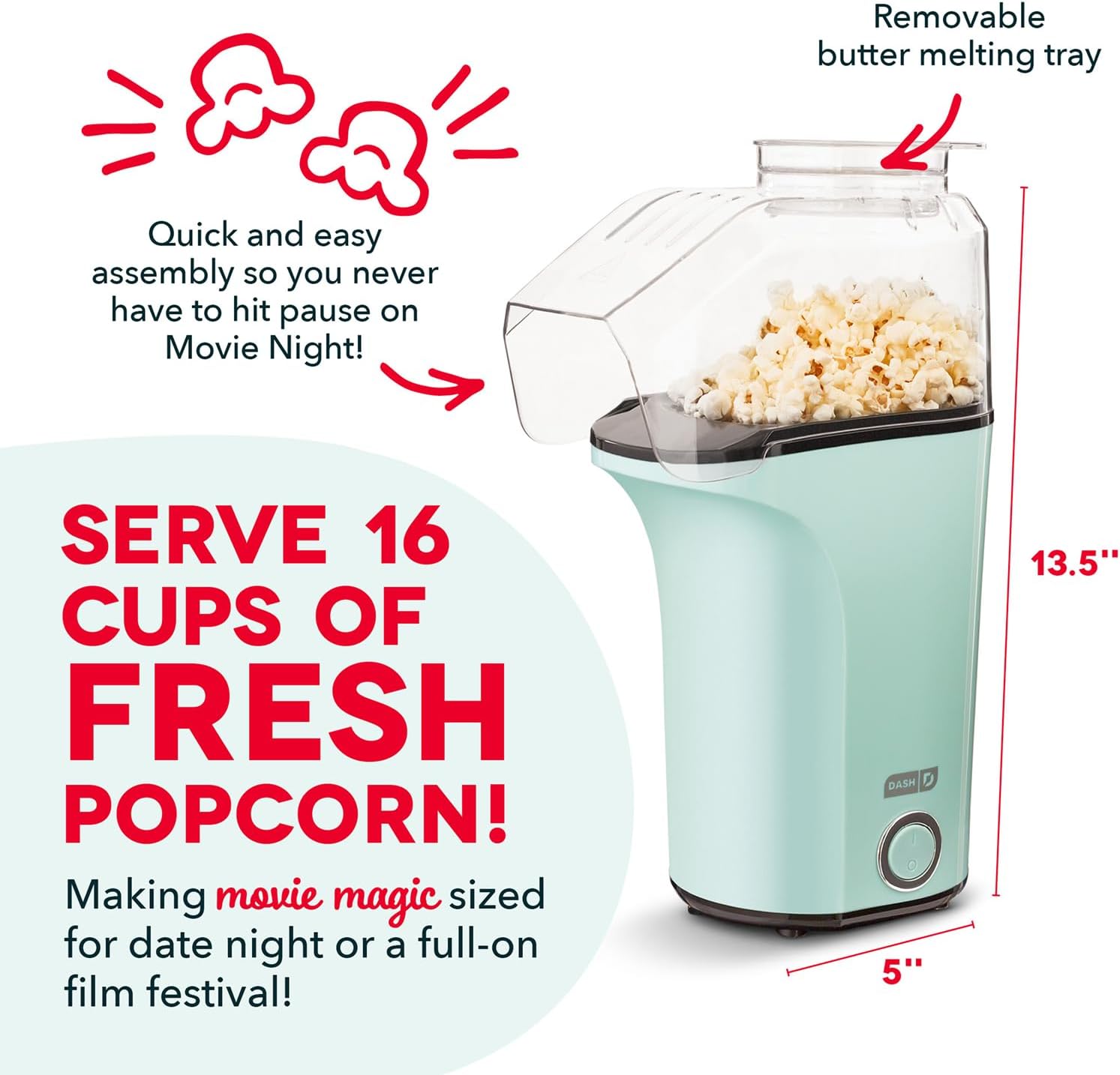 Detalle de Dash Fresh Pop Popcorn Maker 16 Cups 🍿