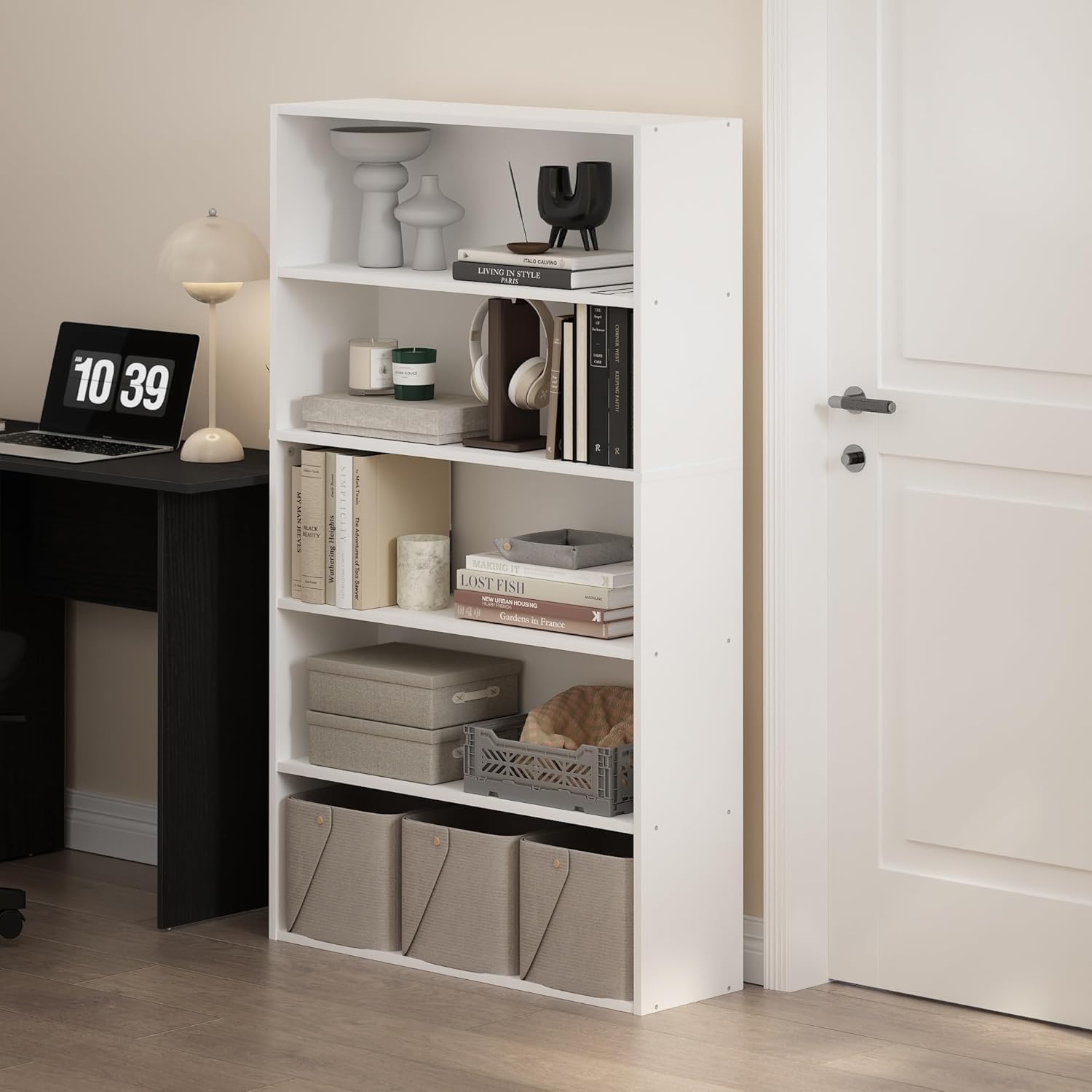 Detalle de Furinno PASIR Libreria A 5 Ripiani: stile minimalista e praticità per living, camera o studio