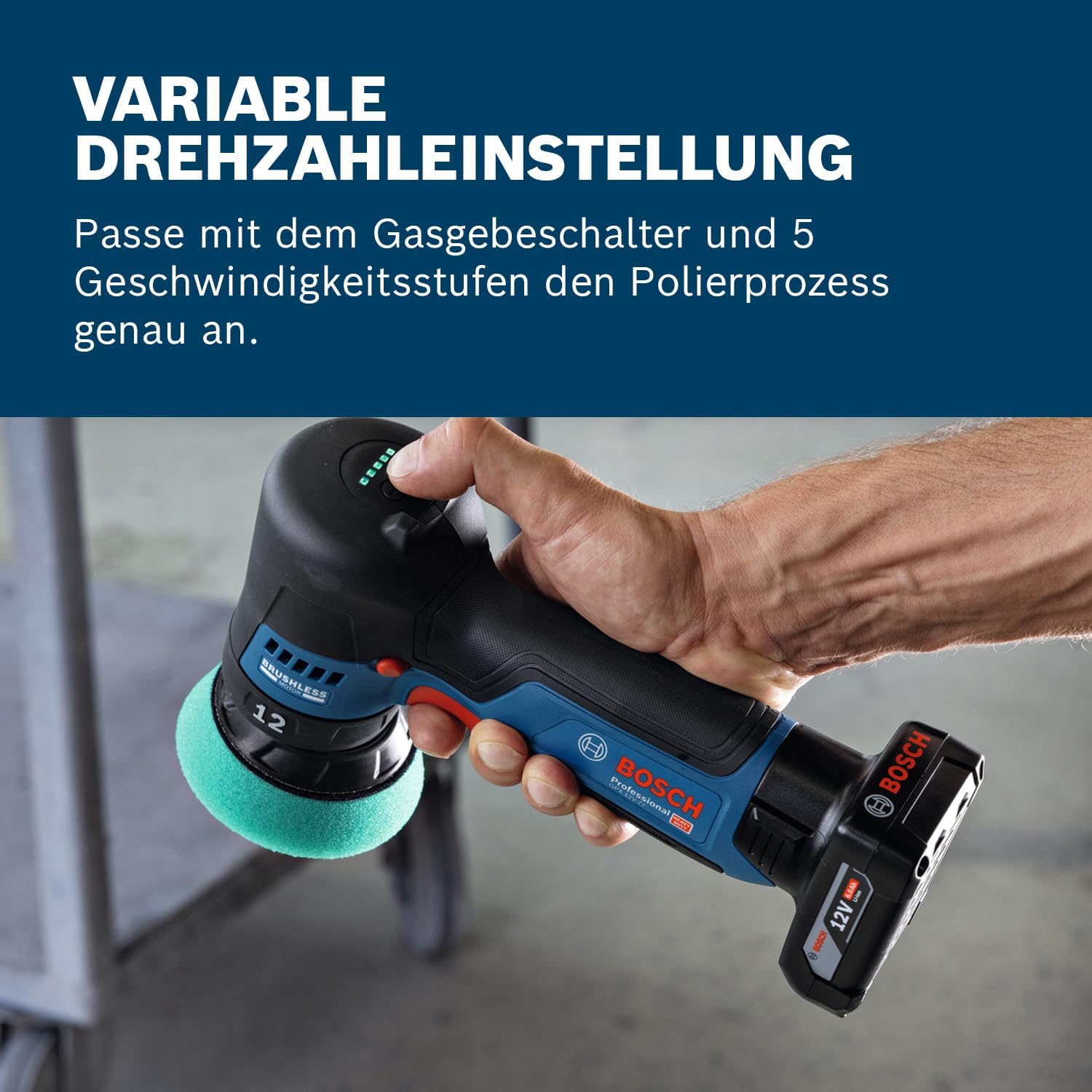 Thumbnail 2 de Bosch Professional 12V System Akku-Polierer GPX 12V-77 mit 77-mm-Klett-Stützteller