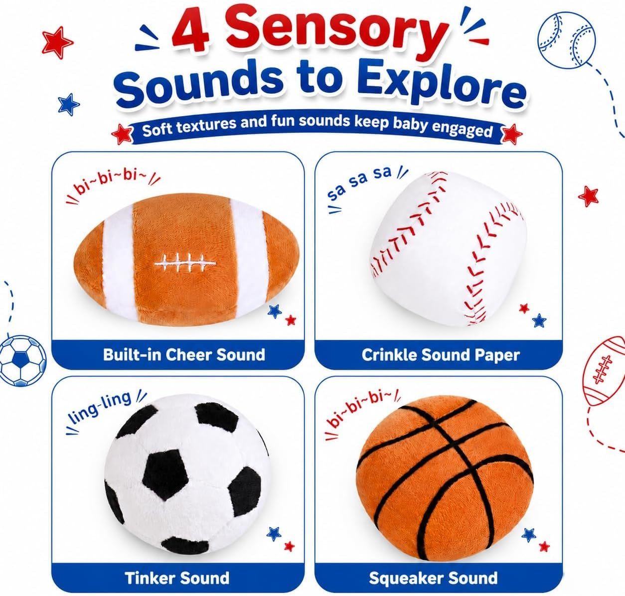 Detalle de KMUYSL Baby Toys 0-12 Months: My First Sports Bag Plush Toy