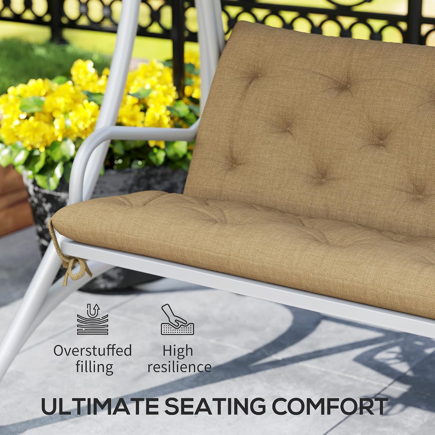 Detalle 2 de Outsunny 84B-136V70KK 3-Seater Bench Cushion, 150 x 98 cm, Khaki