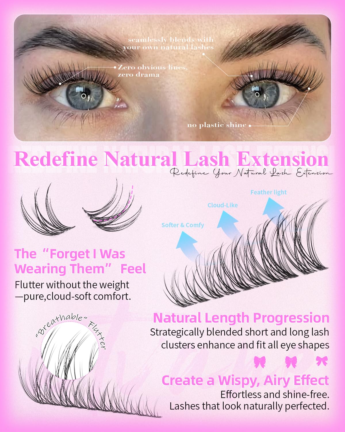 Detalle 1 de wtvane Natural Lash Clusters 8-16mm