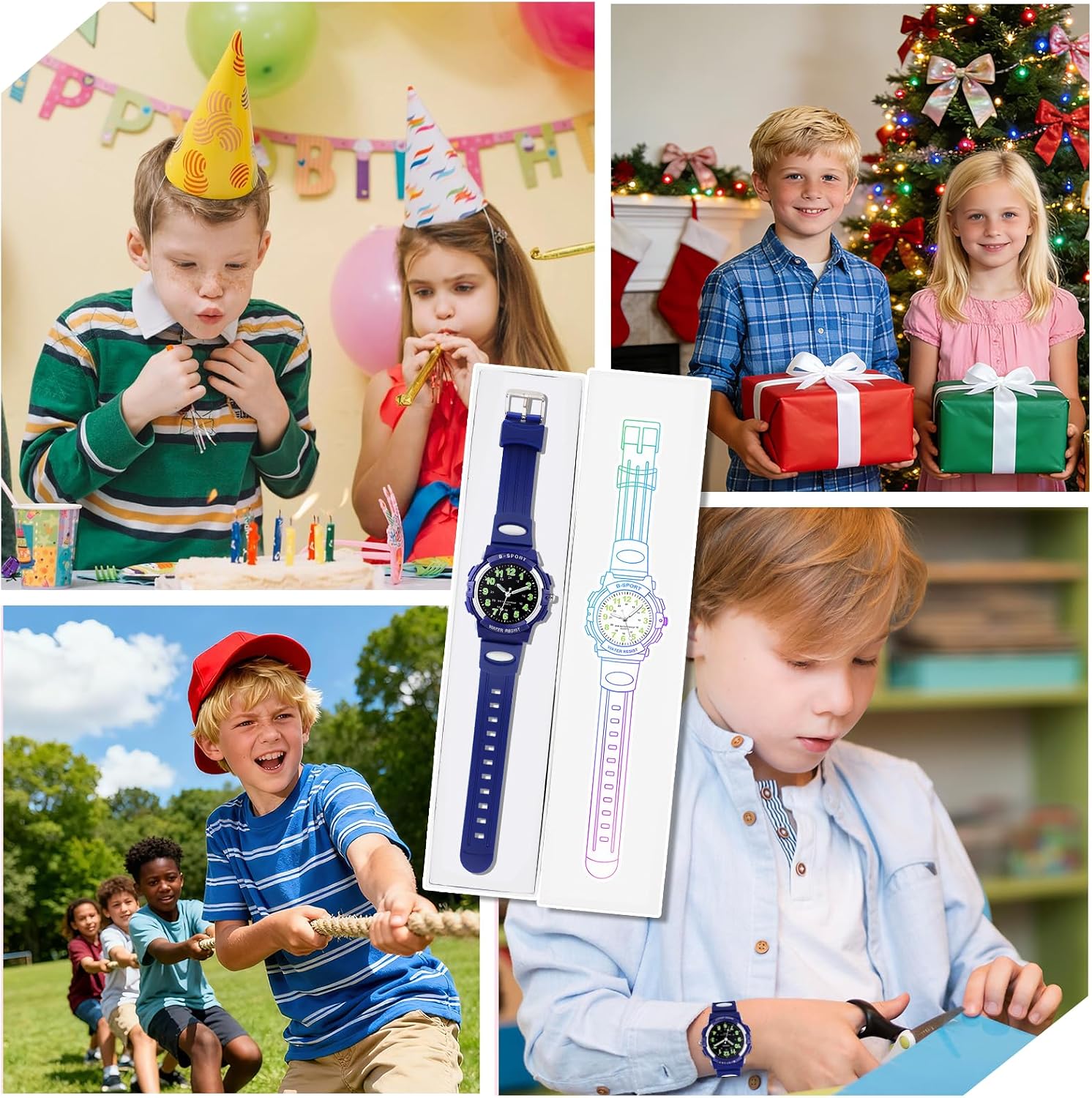 Detalle 2 de DTKID Montre Enfant Garçons et Filles – 7 Lumières Colorées, Étanche 30M, Quartz Japonais