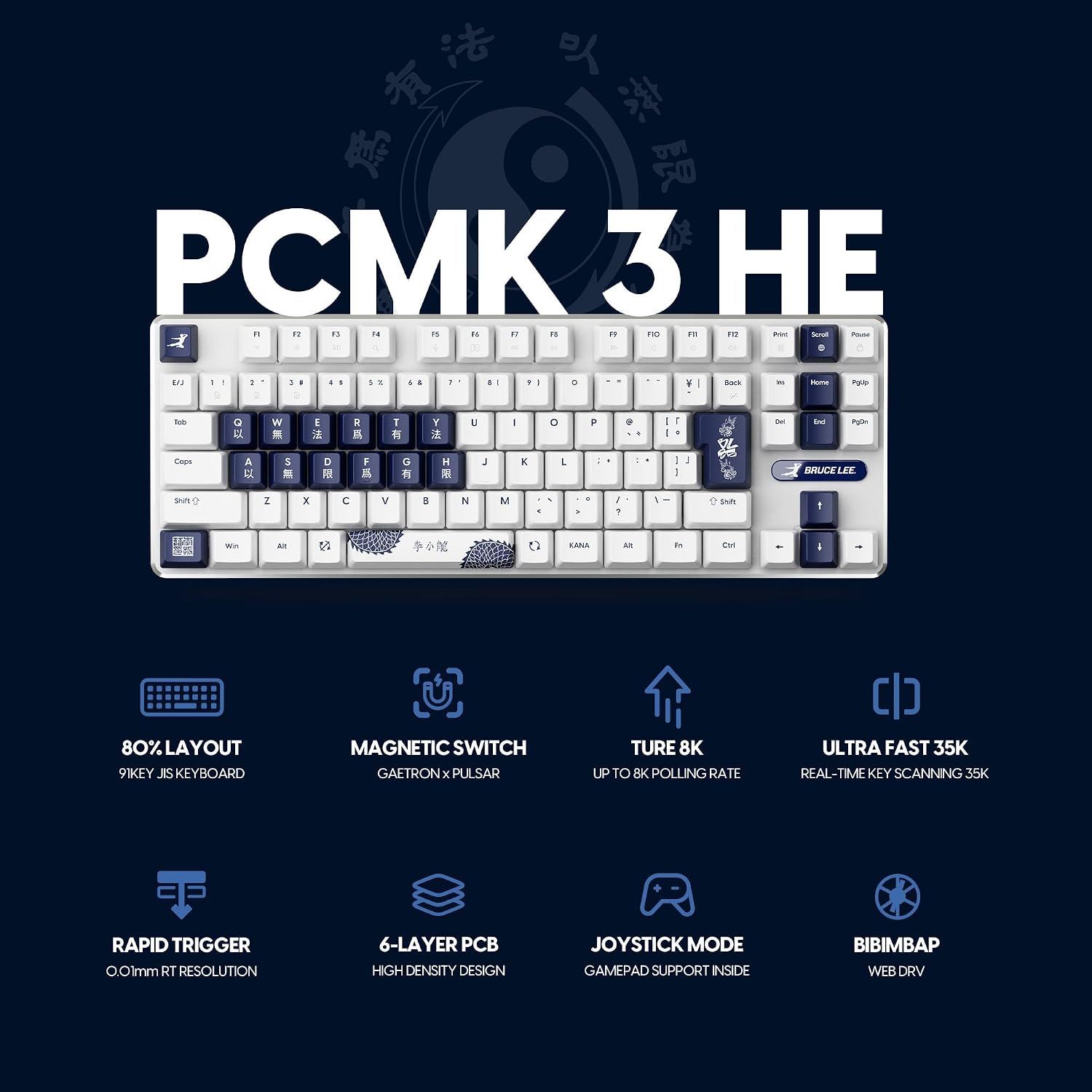 Thumbnail 1 de Pulsar Gaming Gears PCMK 3HE TKL Bruce Lee 85th Edition 日本語配列ゲーミングキーボード