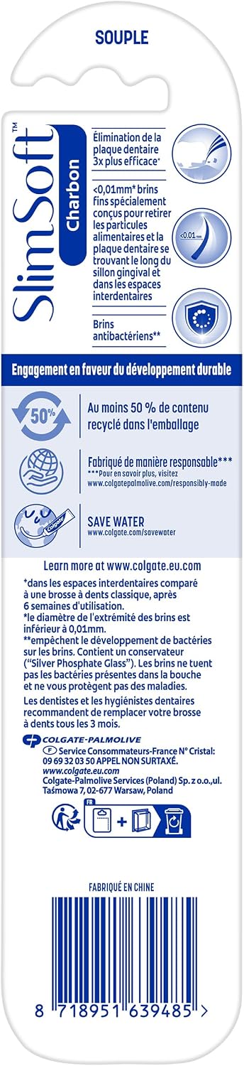 Detalle de COLGATE Slim Soft Brosse Ă dents manuelle Charbon lot de 12 đȘ„