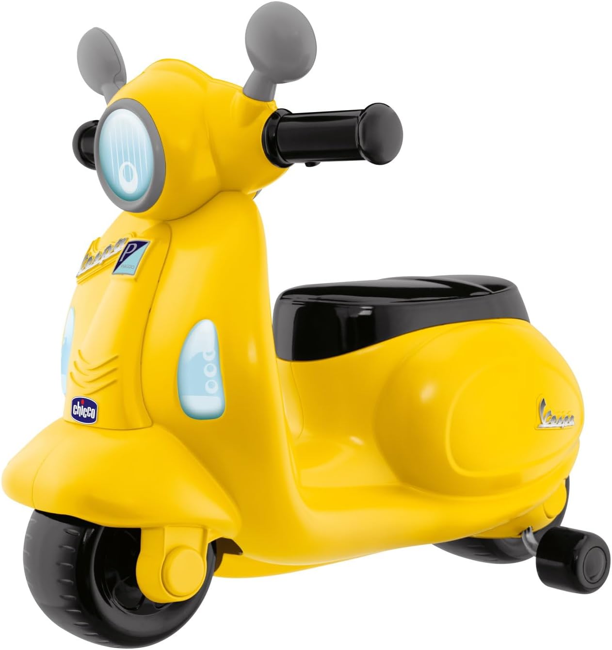 Detalle de Chicco Vespa Primavera per Bambini: moto cavalcabile con pannello elettronico e ruote removibili