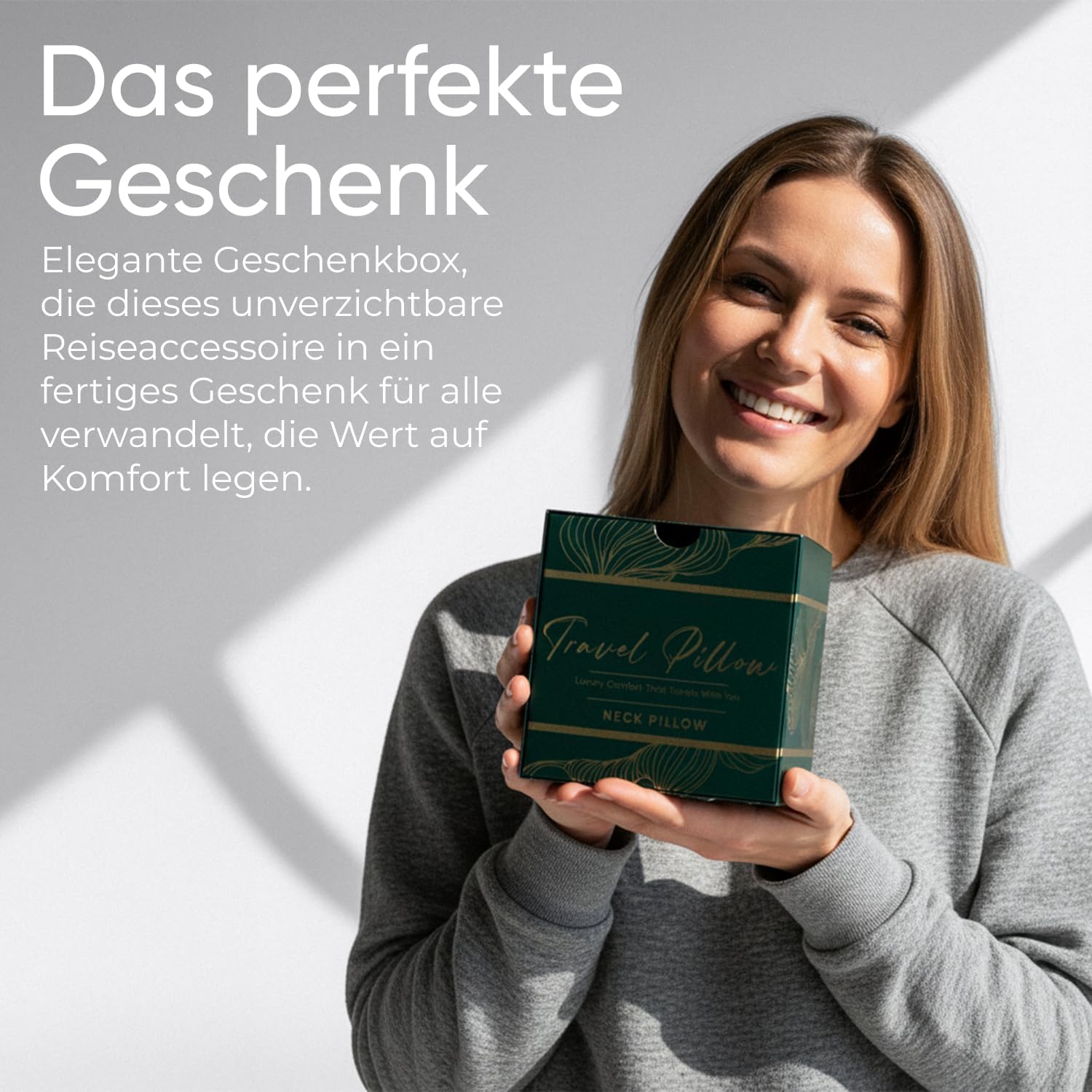 Thumbnail 6 de Proglobe Luxe Reisekissen aus Memory-Schaum – Hellgrau, Bio-Baumwolle, mit Kinnstütze