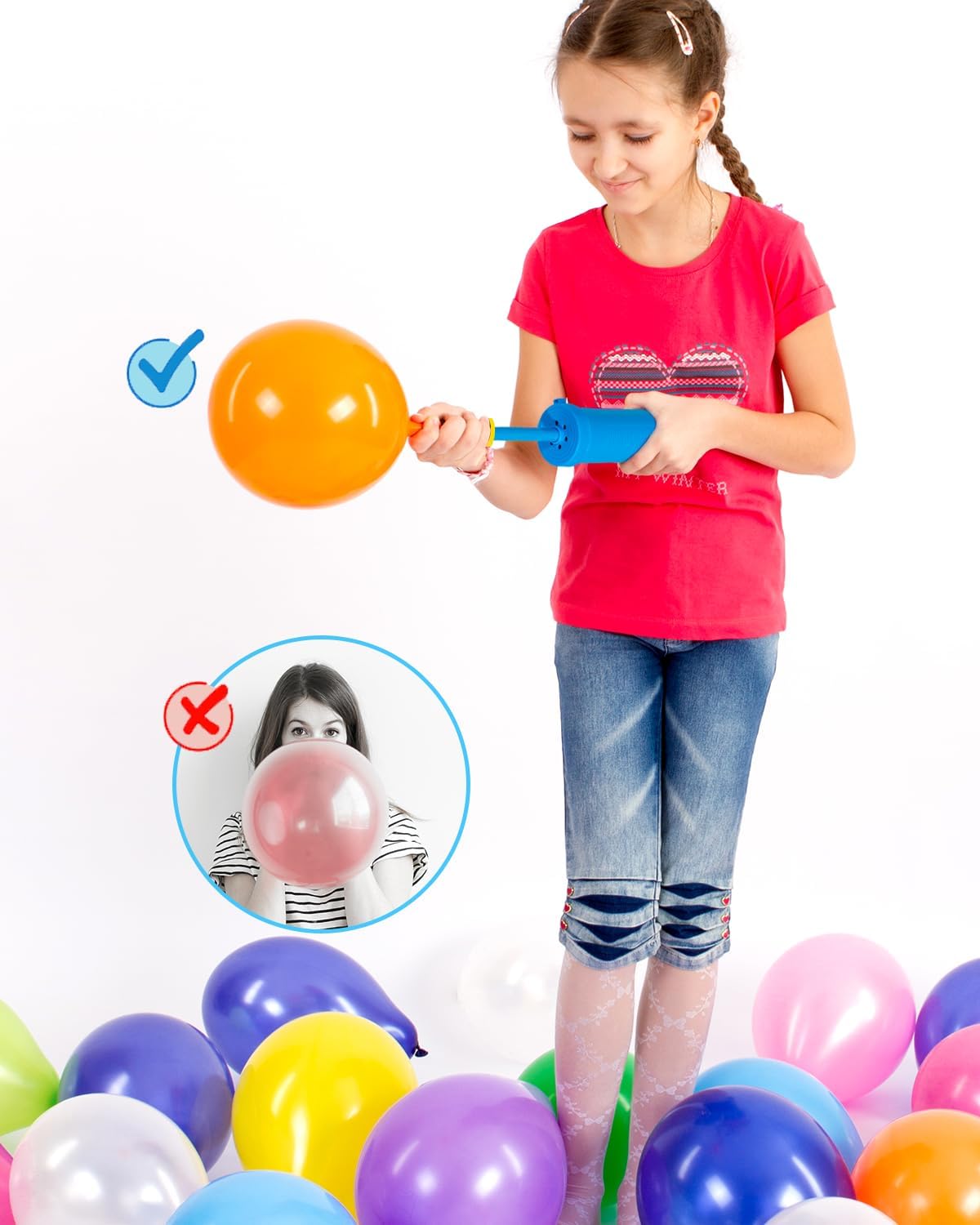 Thumbnail 1 de Pompe à ballon à main pour ballons en latex et alu — pompe à air pratique pour mariages et anniversaires