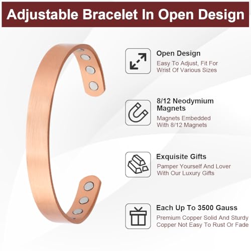 Detalle de OFFCUP Pulsera magnética de cobre con 8 imanes y tamaño ajustable