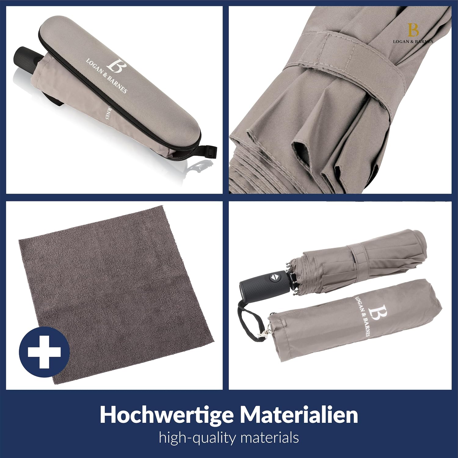 Detalle de LOGAN & BARNES Modell Boston Taschenschirm 140 km/h