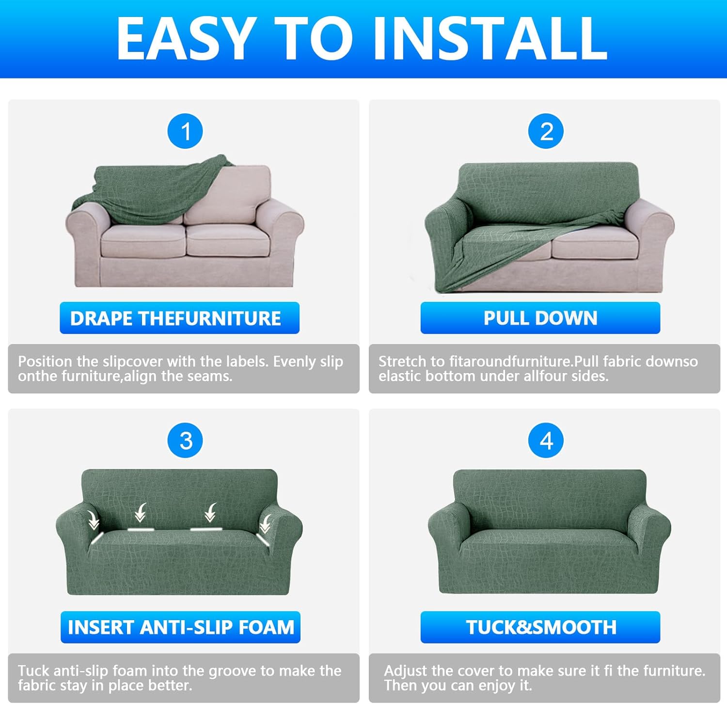 Thumbnail 6 de Housse de Canapé Imperméable 2 Places avec Accoudoirs – Ystyle, Vert Clair