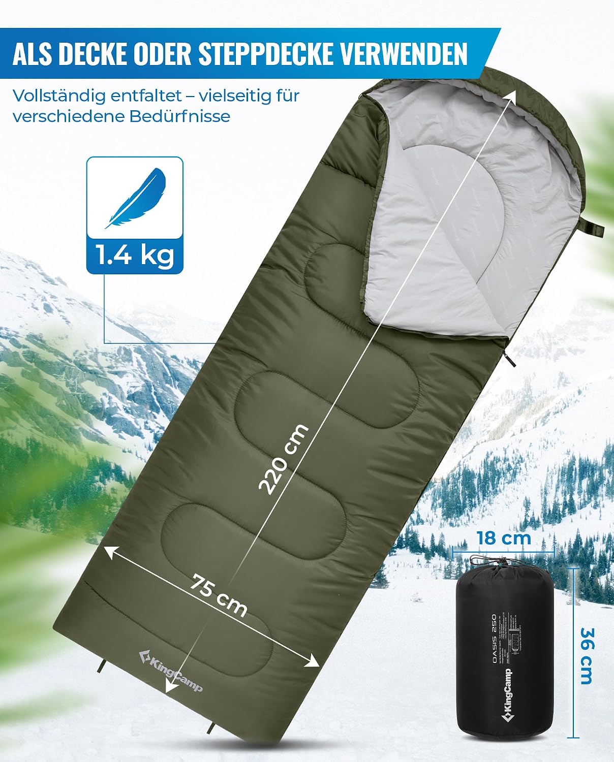 Thumbnail 2 de KingCamp Schlafsack XL, warm bei Kälte