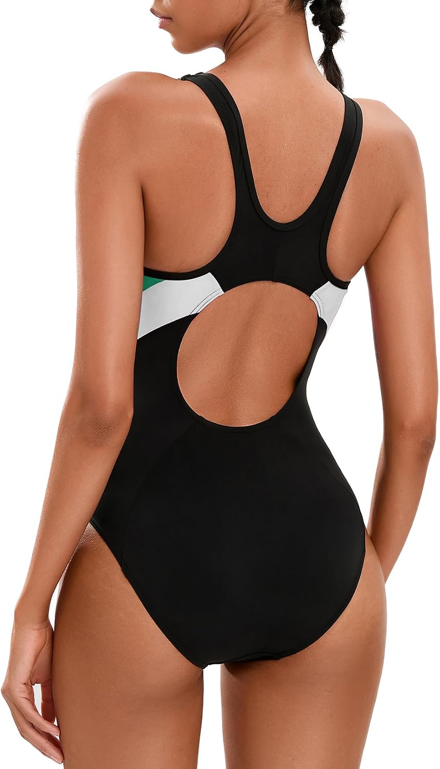 Detalle de Veranobreeze Damen Sport Badeanzug Racerback Schwarz – ideal fürs Training und Freizeit