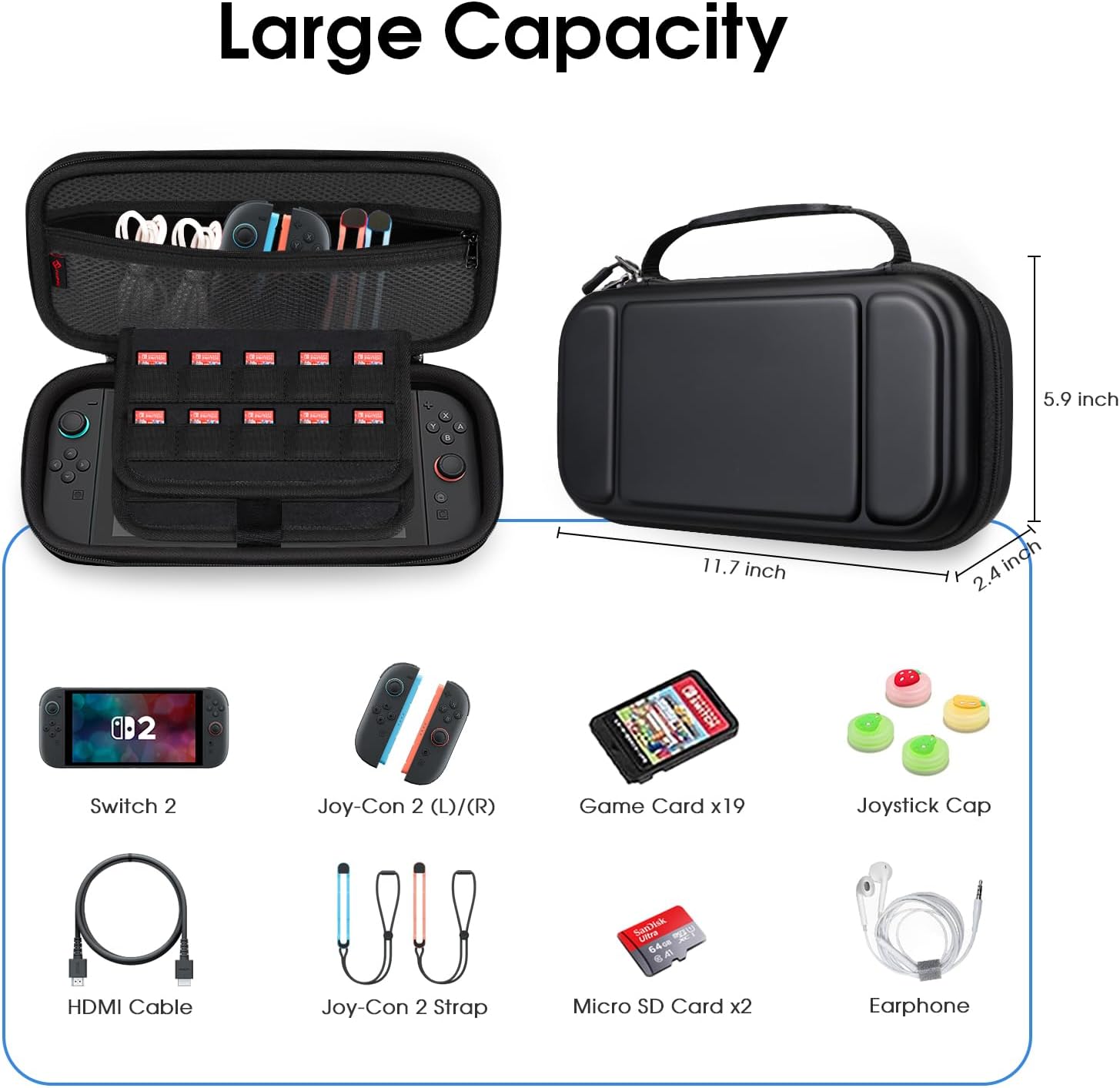 Thumbnail 6 de FINTIE Carrying Case for Nintendo Switch 2 (2025) – Shockproof Hard Shell with Card Slots & Inner Pocket