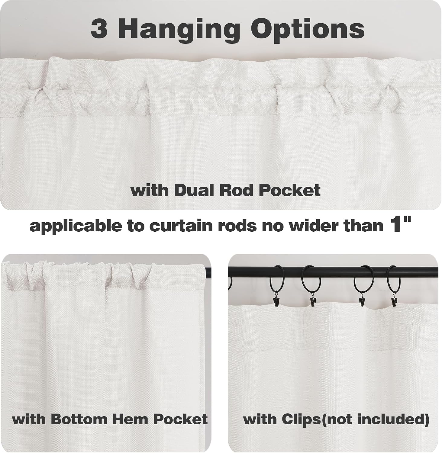 Thumbnail 3 de Chyhomenyc Light Filtering Curtains, Faux Linen Textured 84" Length (2 Panels)