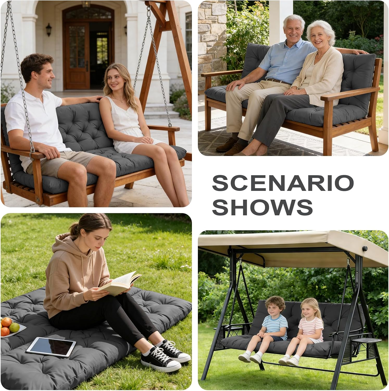 Detalle 2 de GPQAWER HDYYDM88 Outdoor Swing Cushion, 60 x 40 Inches, 5-Inch Padding