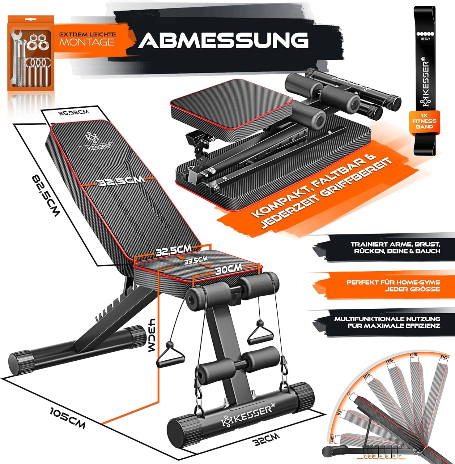 Thumbnail 2 de KESSER klappbare Hantelbank mit verstellbarer Rückenlehne – Trainingsbank für Bankdrücken & Ganzkörperübungen