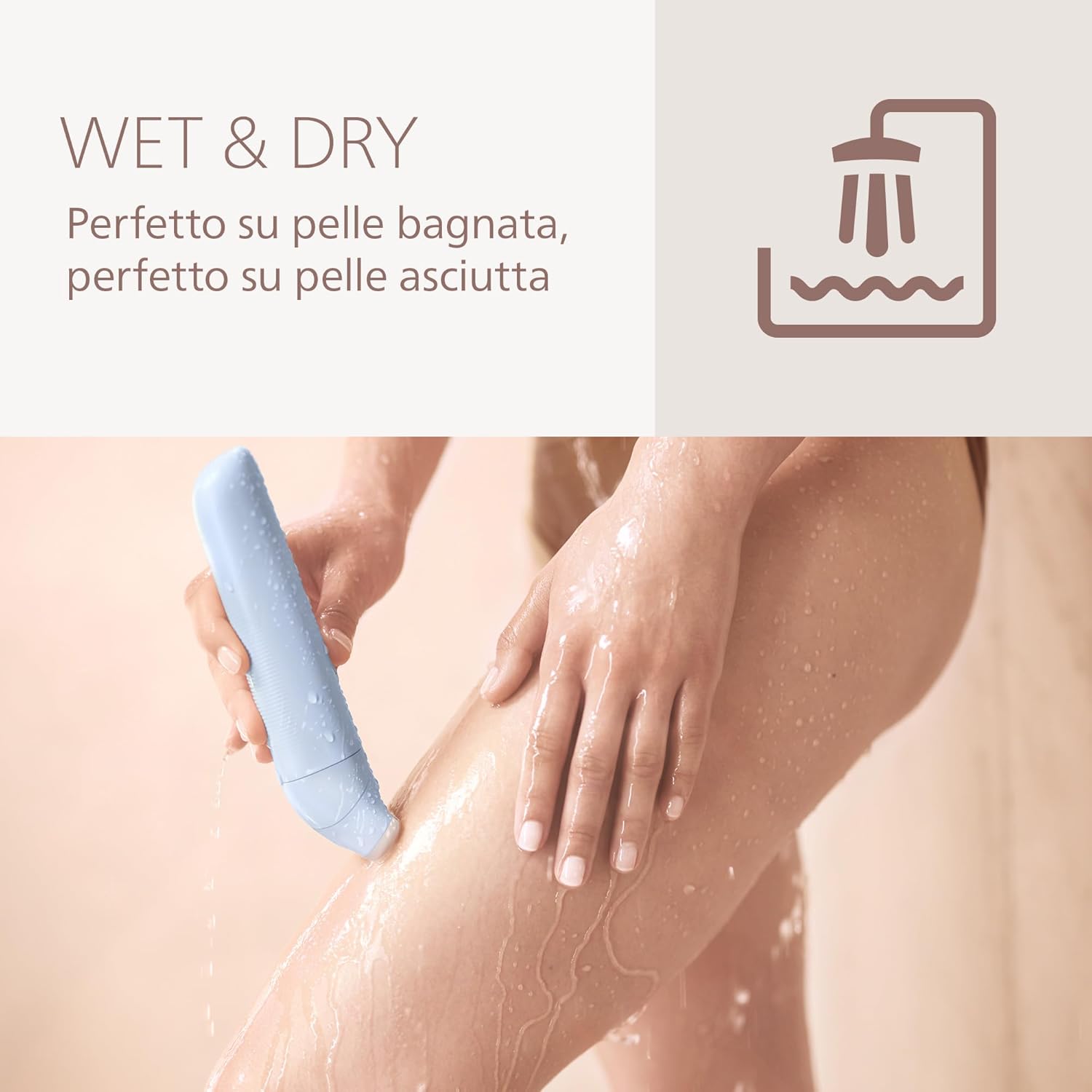 Detalle de Philips Lady Shaver Serie 6000 BRL127/00: rasoio senza filo Wet & Dry con sistema a 3 lame per corpo e gambe