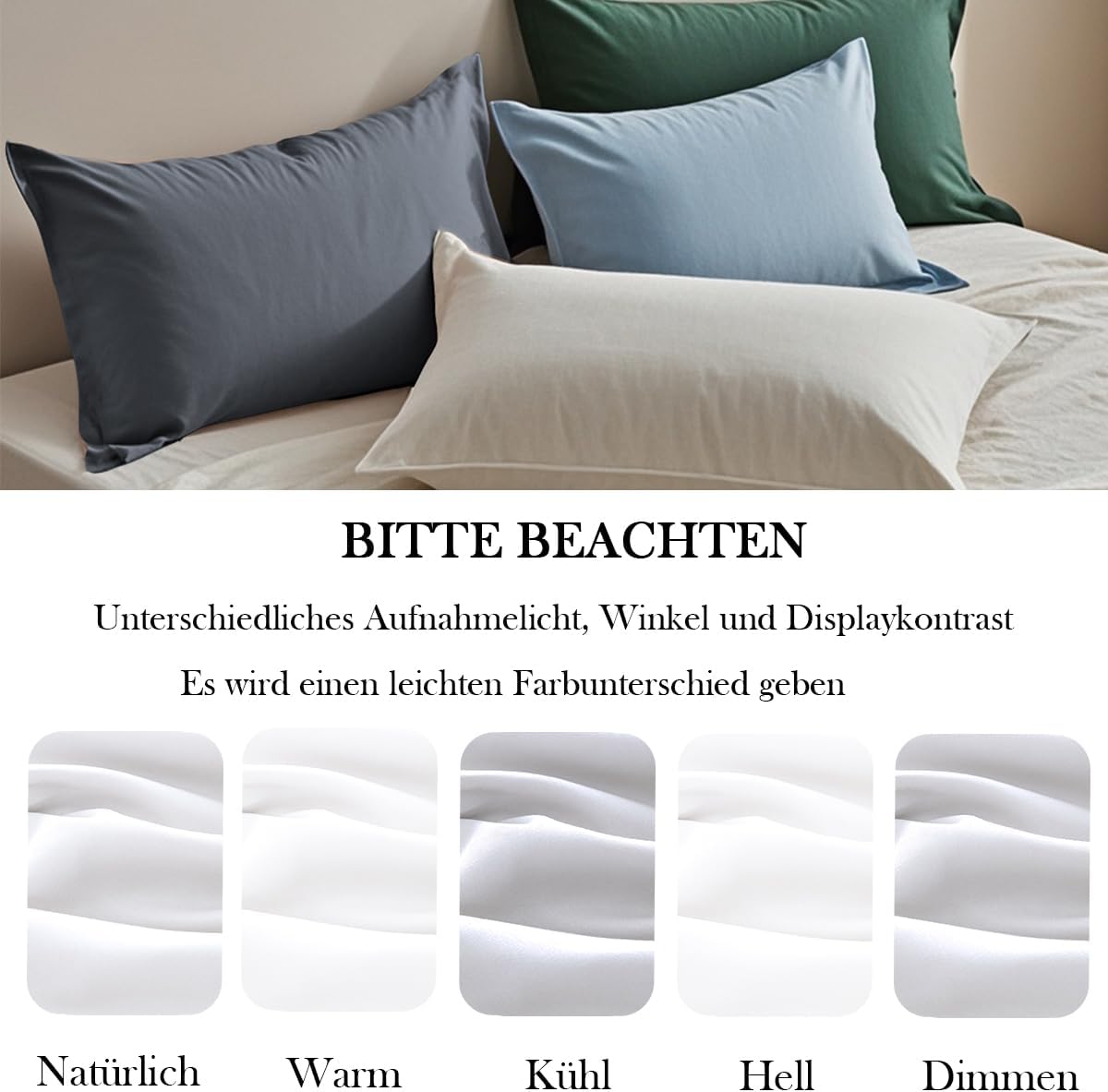 Thumbnail 6 de Nesture Kissenbezug 80 x 80, 2er Set – kopfkissenbezug aus Mikrofaser, weiß, reißverschluss