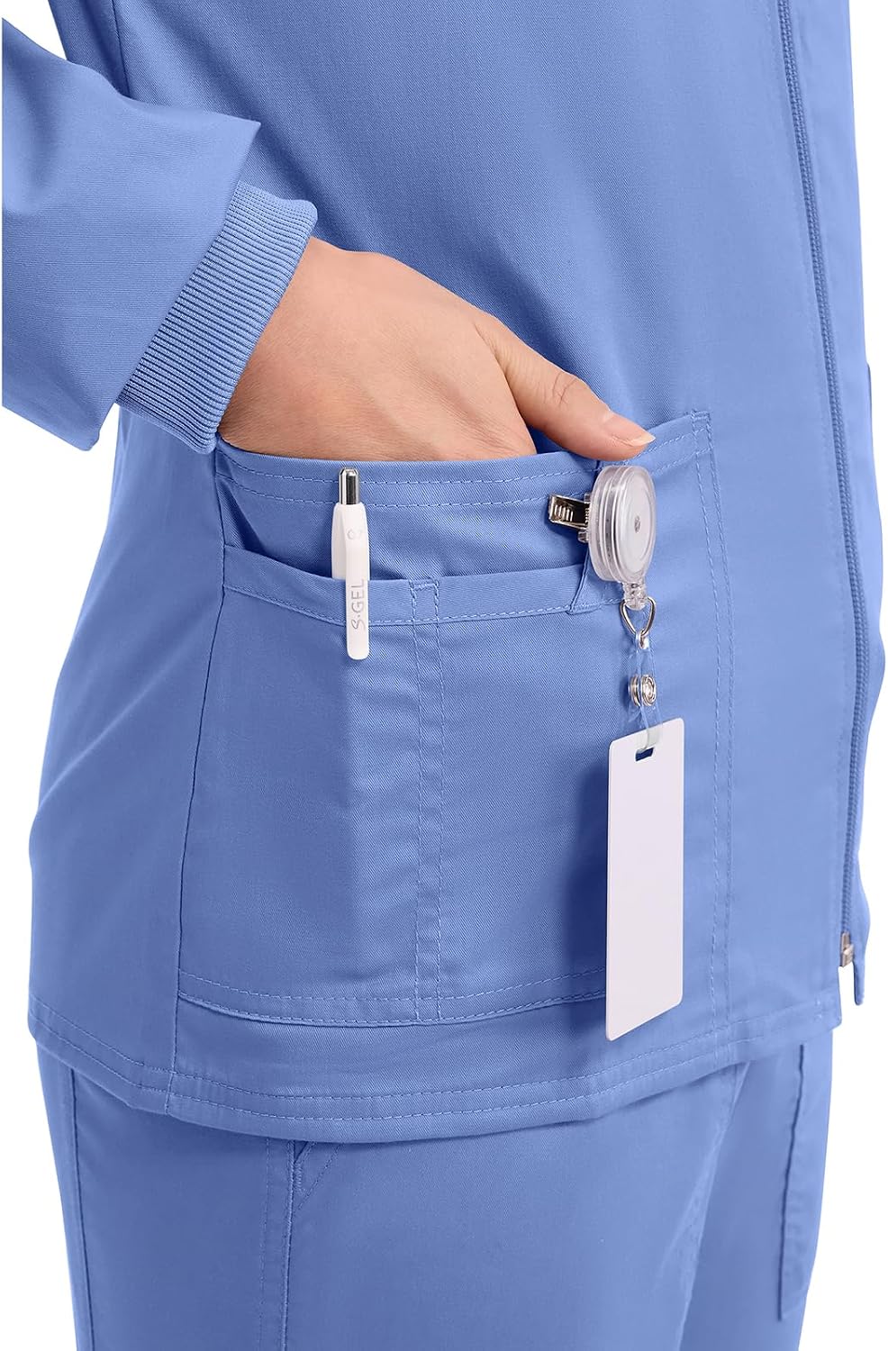 Detalle 2 de Cherokee 4315 Women's Zip-Front Scrub Jacket, 3 Pockets, Two-Way Stretch Brushed Twill