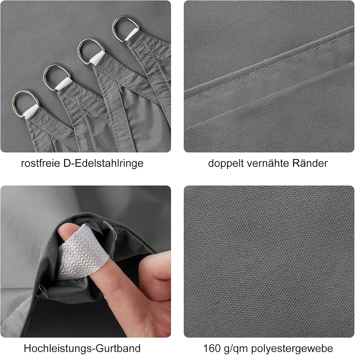 Thumbnail 5 de HAIKUS Sonnensegel Wasserdicht Rechteckig 4x5 m – PES Polyester, UV-Schutz, Grau