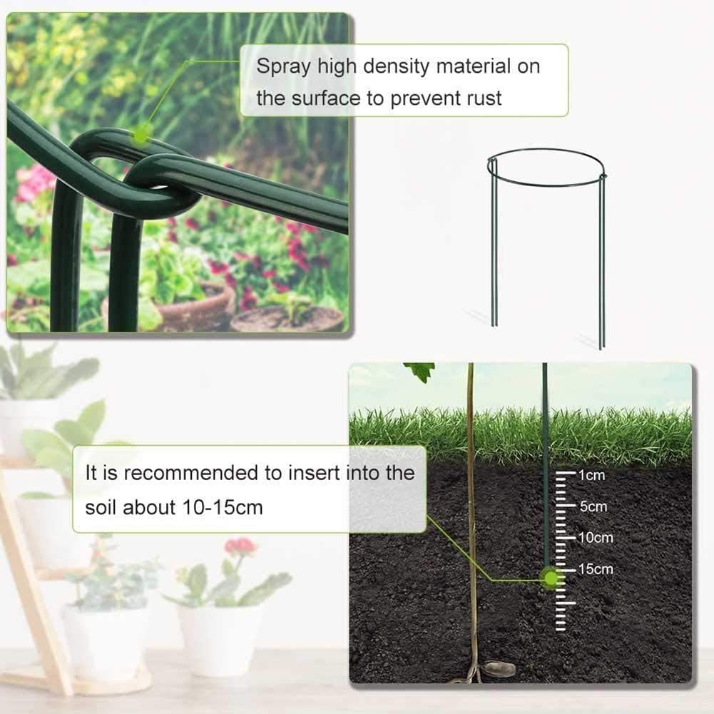 Thumbnail 5 de 12 Pack Half Round Garden Plant Support Stakes with Interlinking Rings (25x40cm)