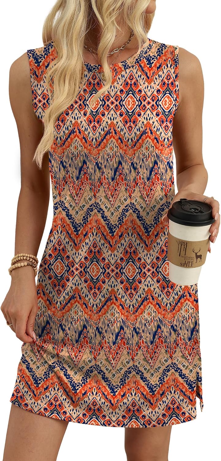 Detalle de WIHOLL Casual Dresses for Women Crewneck Sleeveless Tank Dress