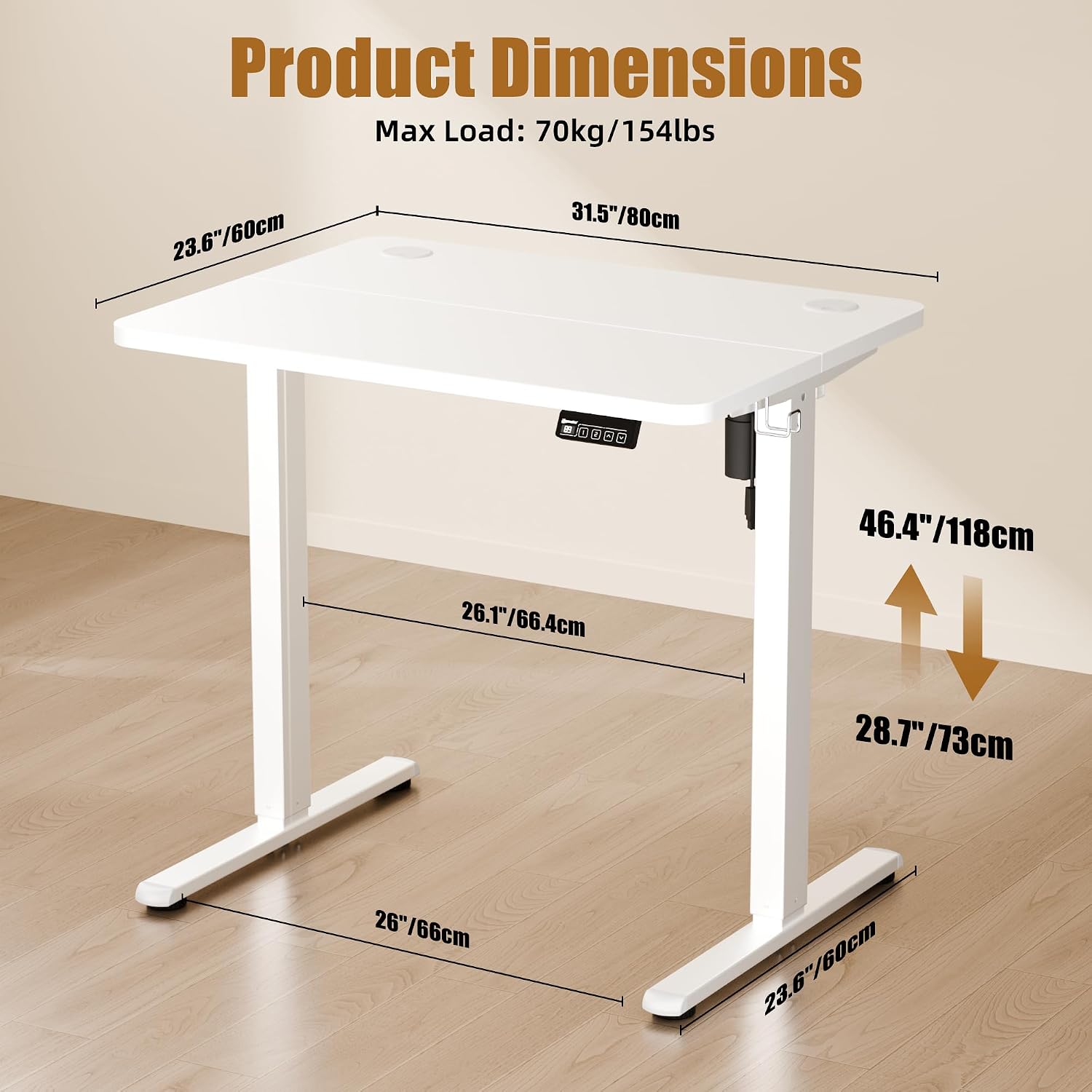 Thumbnail 2 de ERGOMAKER Electric Height Adjustable Desk 80x60 cm