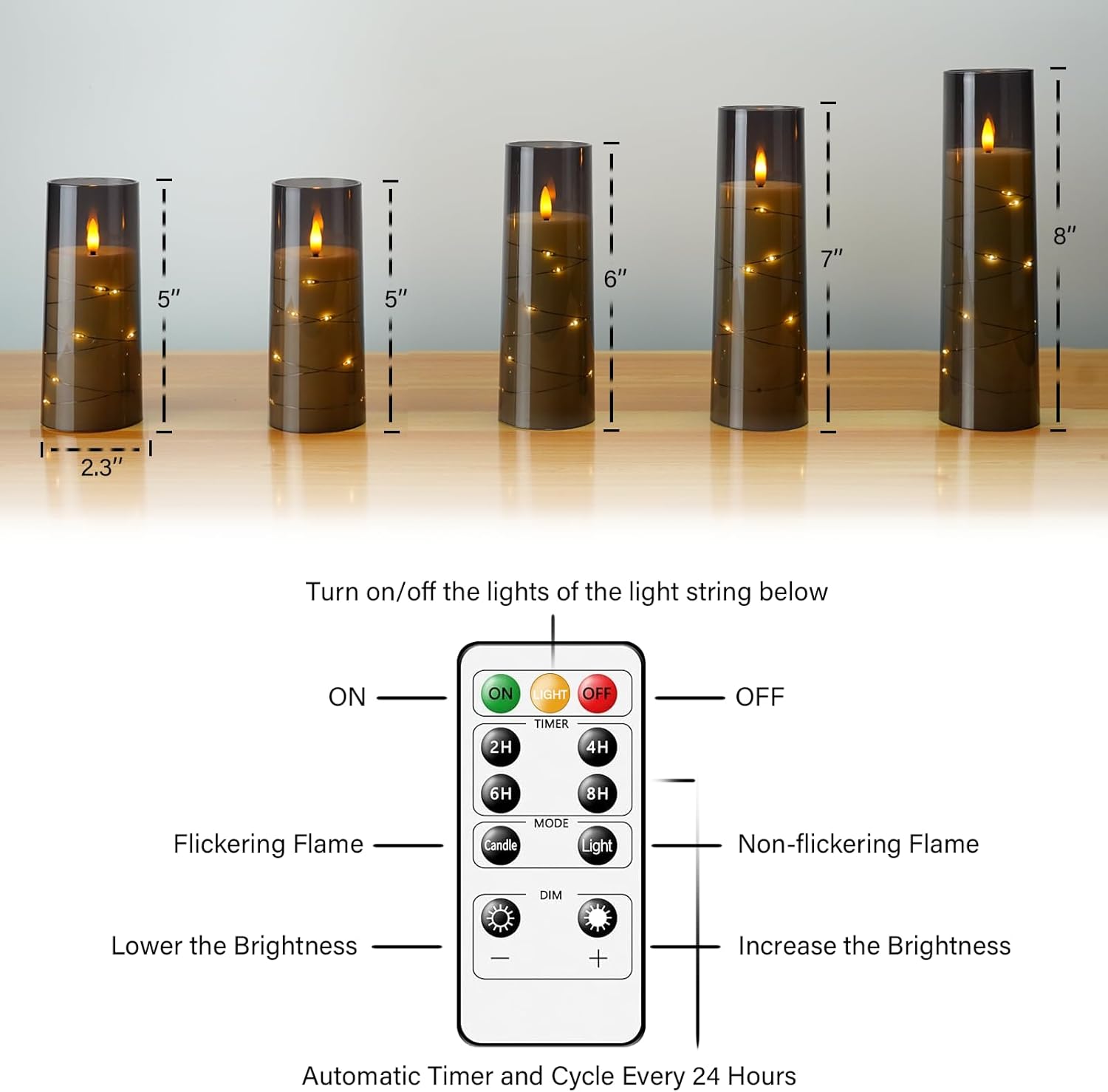 Thumbnail 3 de Kakoya Flameless LED Candles, 5-Piece Set