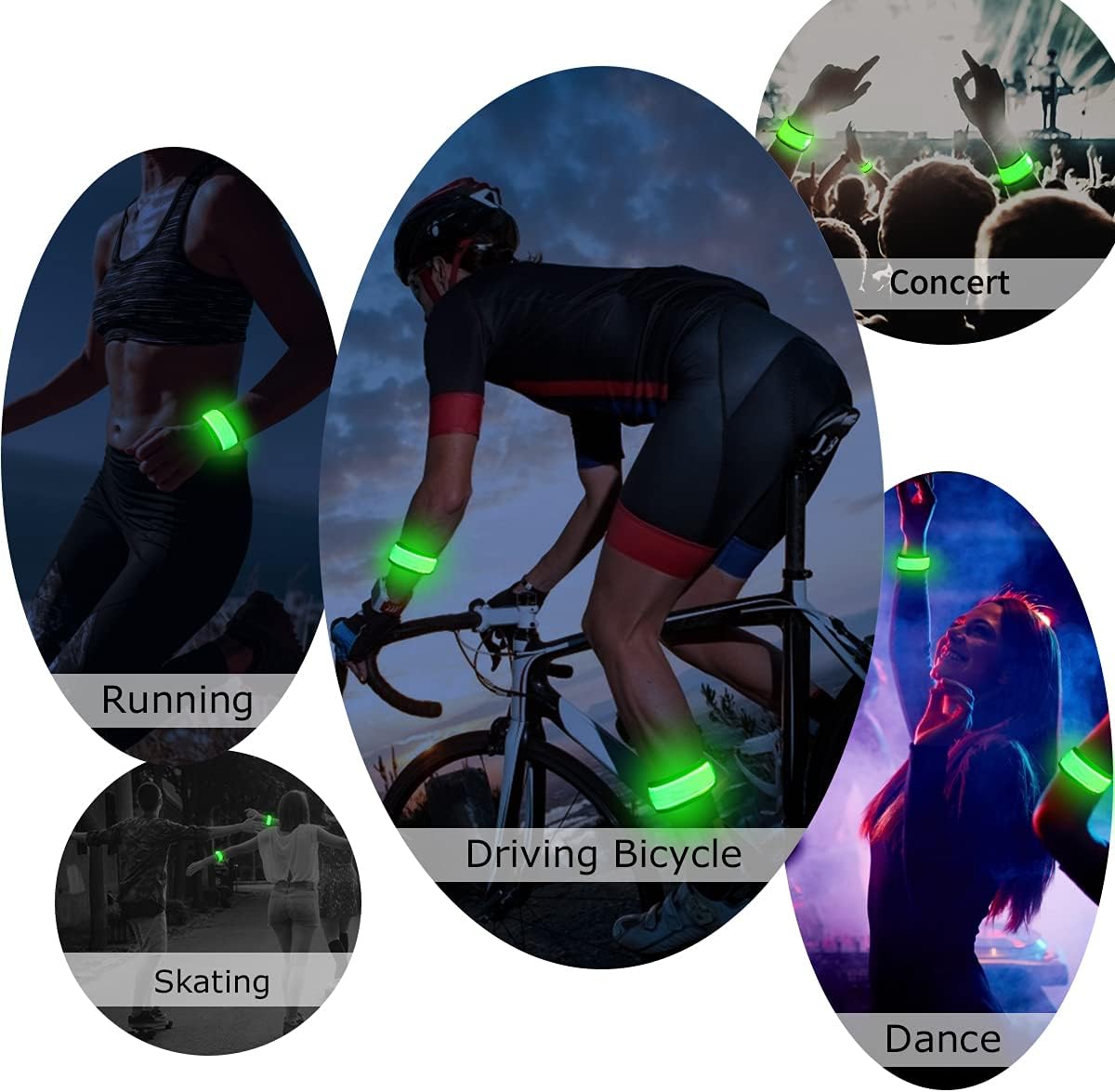 Detalle 2 de esonstyle Pack of 6 LED Light Up Band Slap Bracelets (Night Safety) for Cycling, Walking & Running