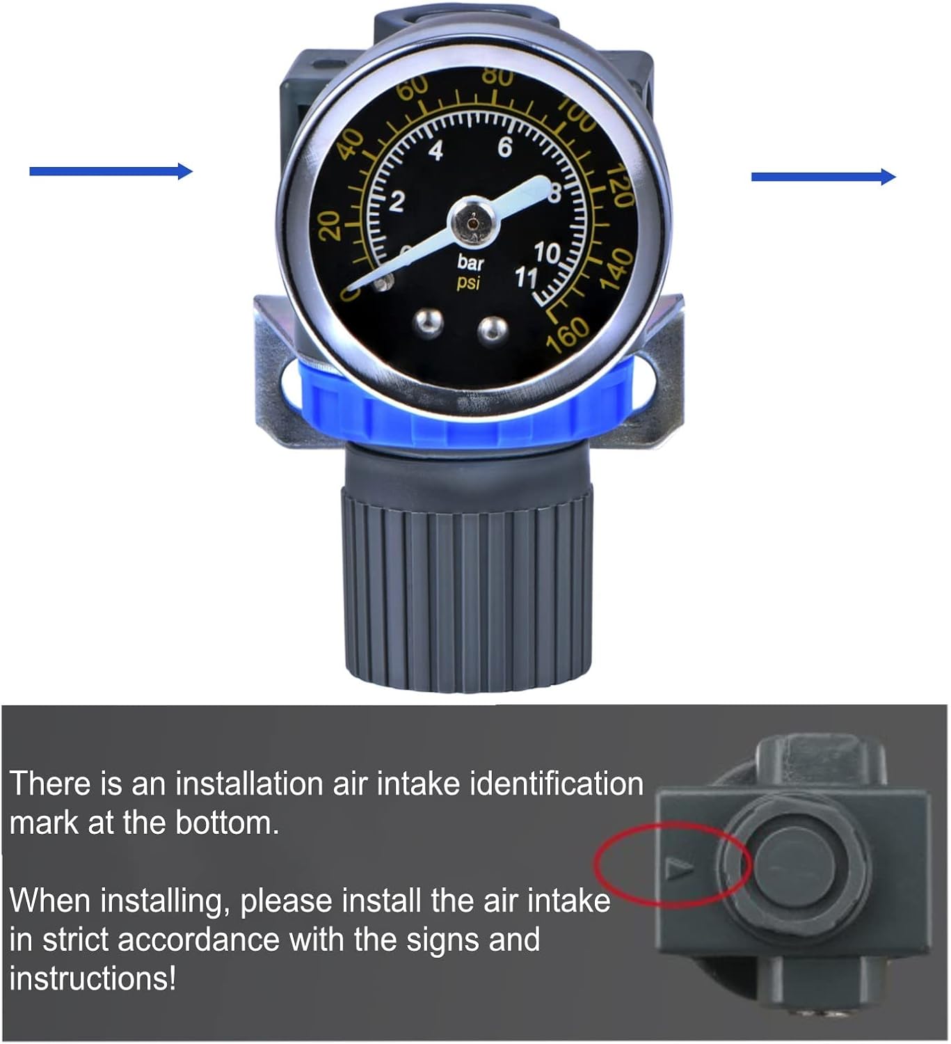 Detalle 2 de ZHONG AN Air Pressure Regulator with Gauge & Bracket for 1/4" NPT Air Compressor Systems
