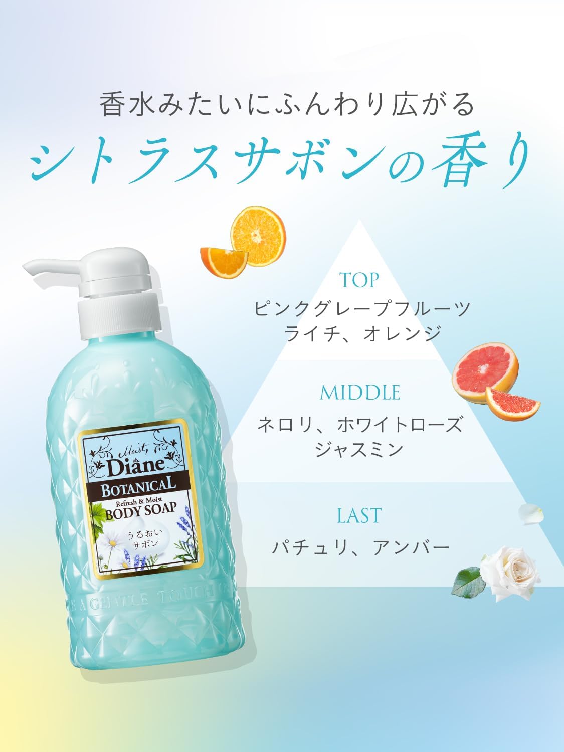 Detalle 1 de ダイアンボタニカル リフレッシュ&モイスト ボディソープ シトラスサボン 詰め替え 720ml