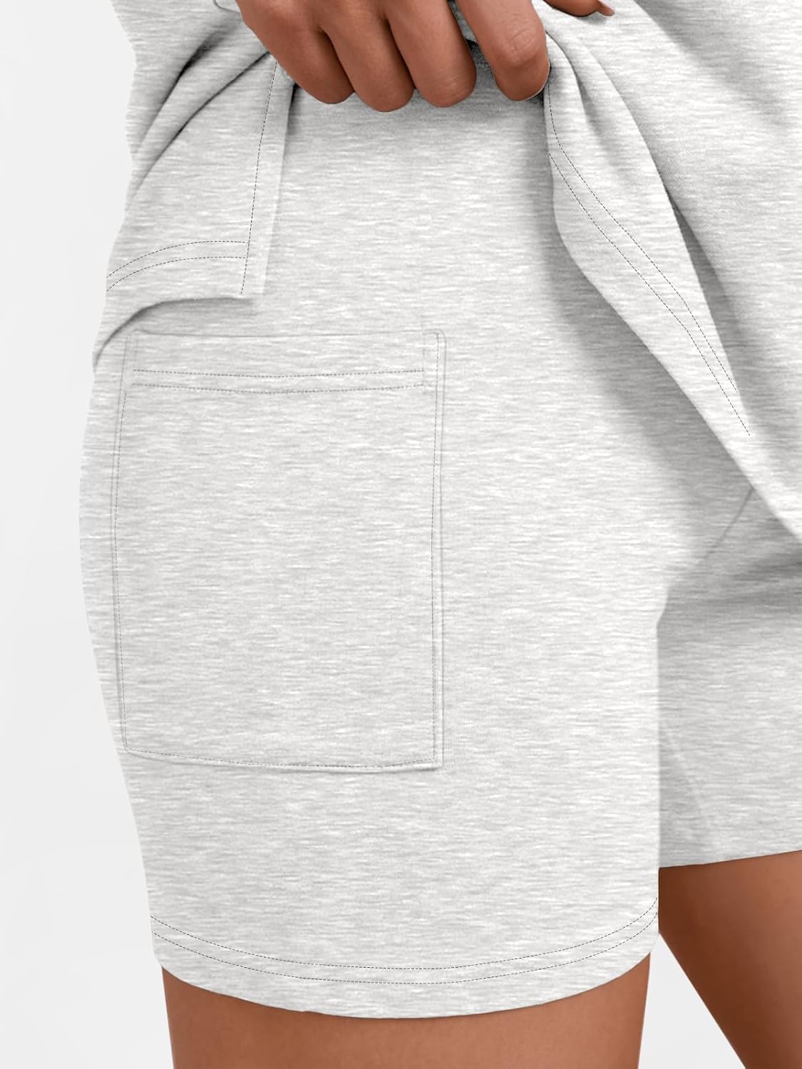 Detalle de LILLUSORY Women’s Lounge Sets: Rayon-Spandex Shorts 2-Piece Pajamas (Relaxed Tee + Biker Shorts)