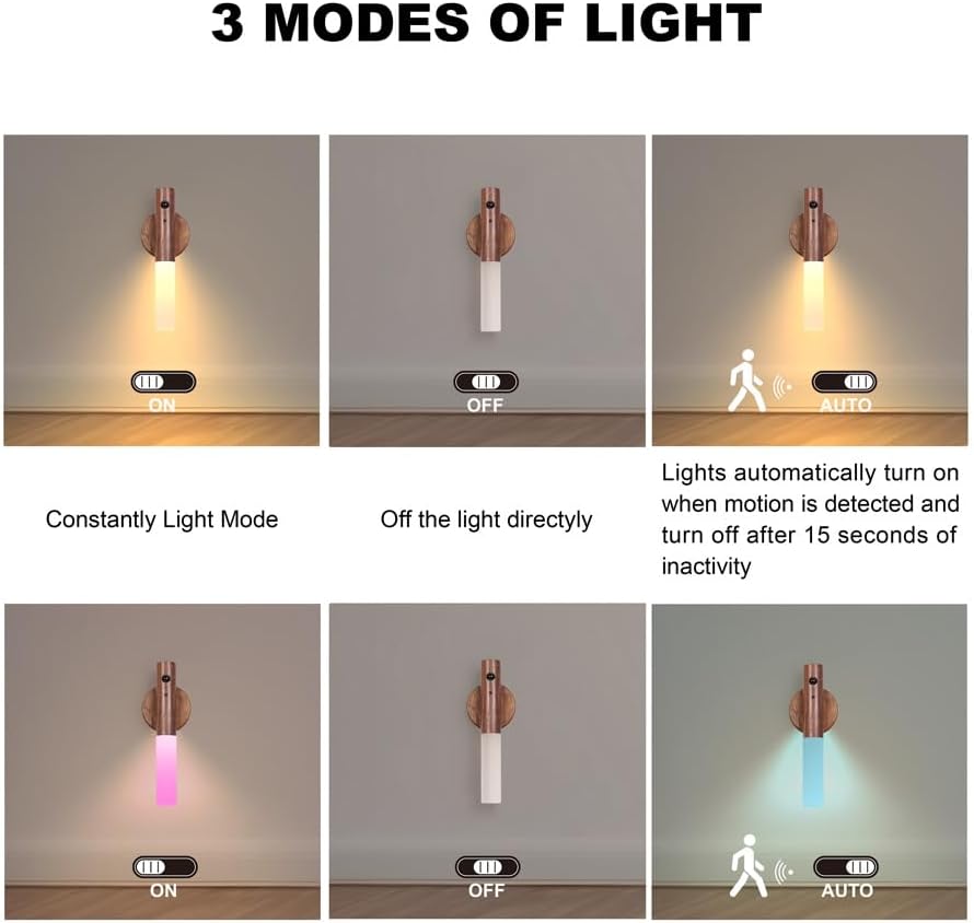 Thumbnail 2 de Landgoo Motion Sensor Night Lights with Magnetic Body - 2 Pack (White Ash)