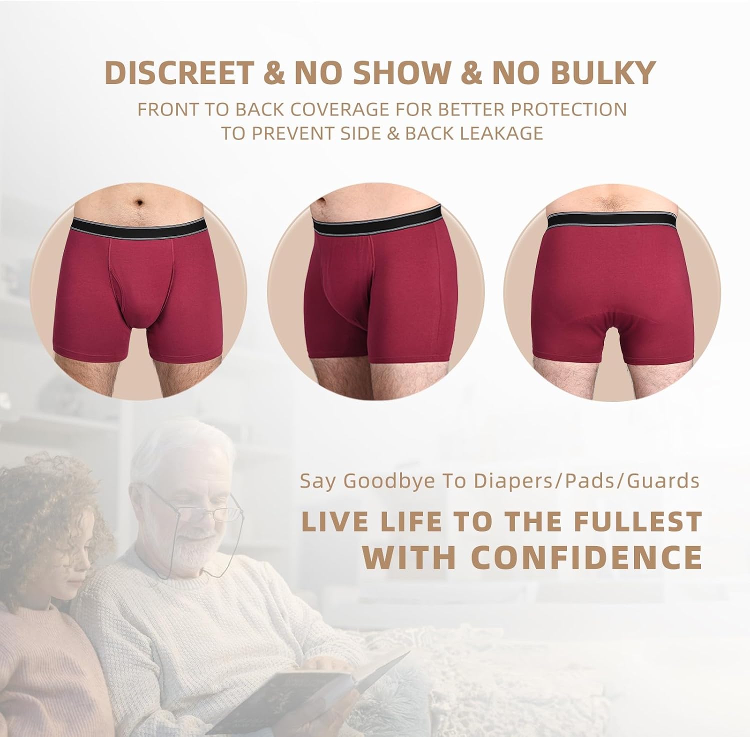 Thumbnail 3 de TIICHOO culotte d’incontinence homme lavable étanche (lot de 3) – protection anti-fuite pour fuites urinaires légères