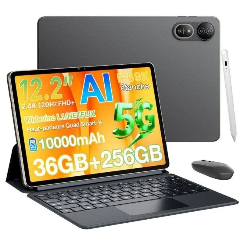 Detalle de Tablet Blackview Mega 12 5G 12,2" 36GB/256GB Negra: potencia y movilidad para profesionales