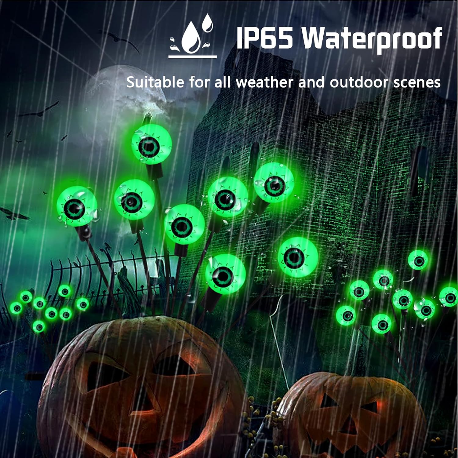 Thumbnail 6 de KBG Solar Scary Eyeball Lights, 2-Pack Green Halloween Decor, 16 LEDs