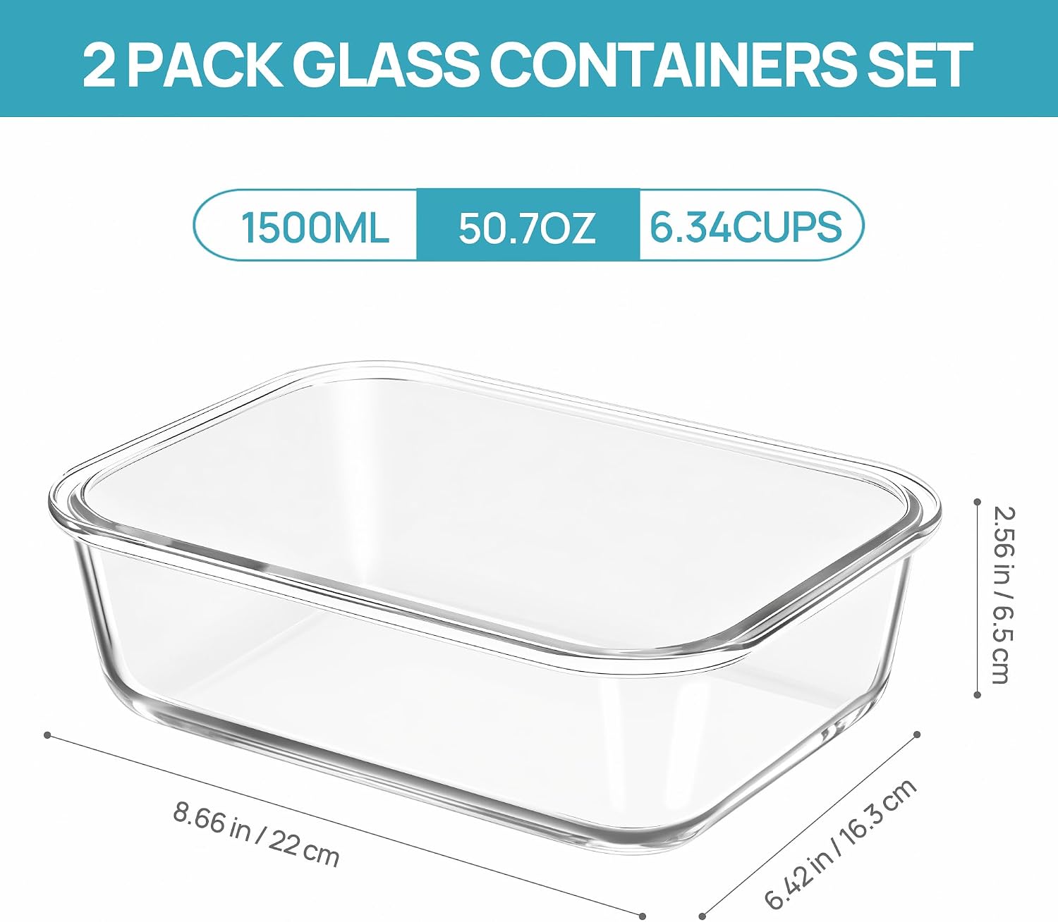 Detalle 2 de Vtopmart Glass Food Storage Containers, 1,500 mL