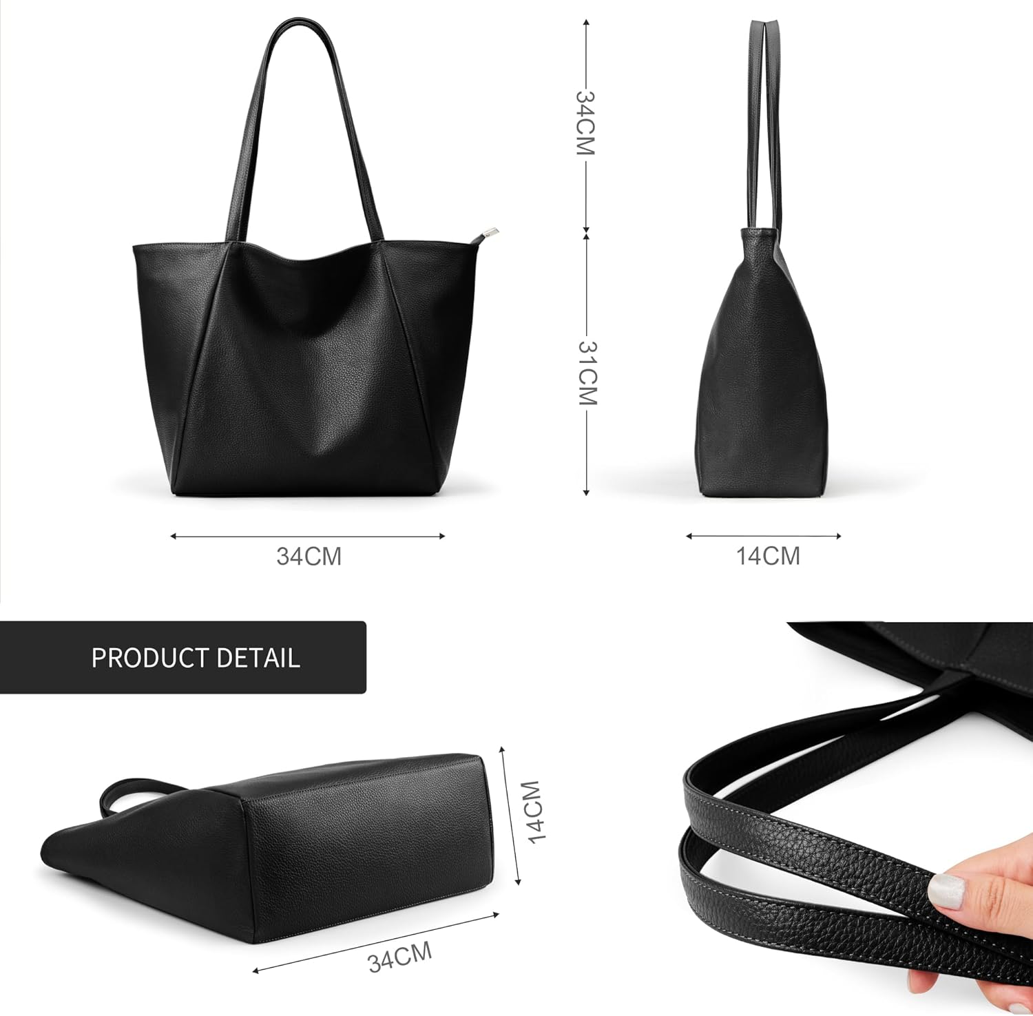 Detalle 2 de Large tote handbag with zipper 36 x 35